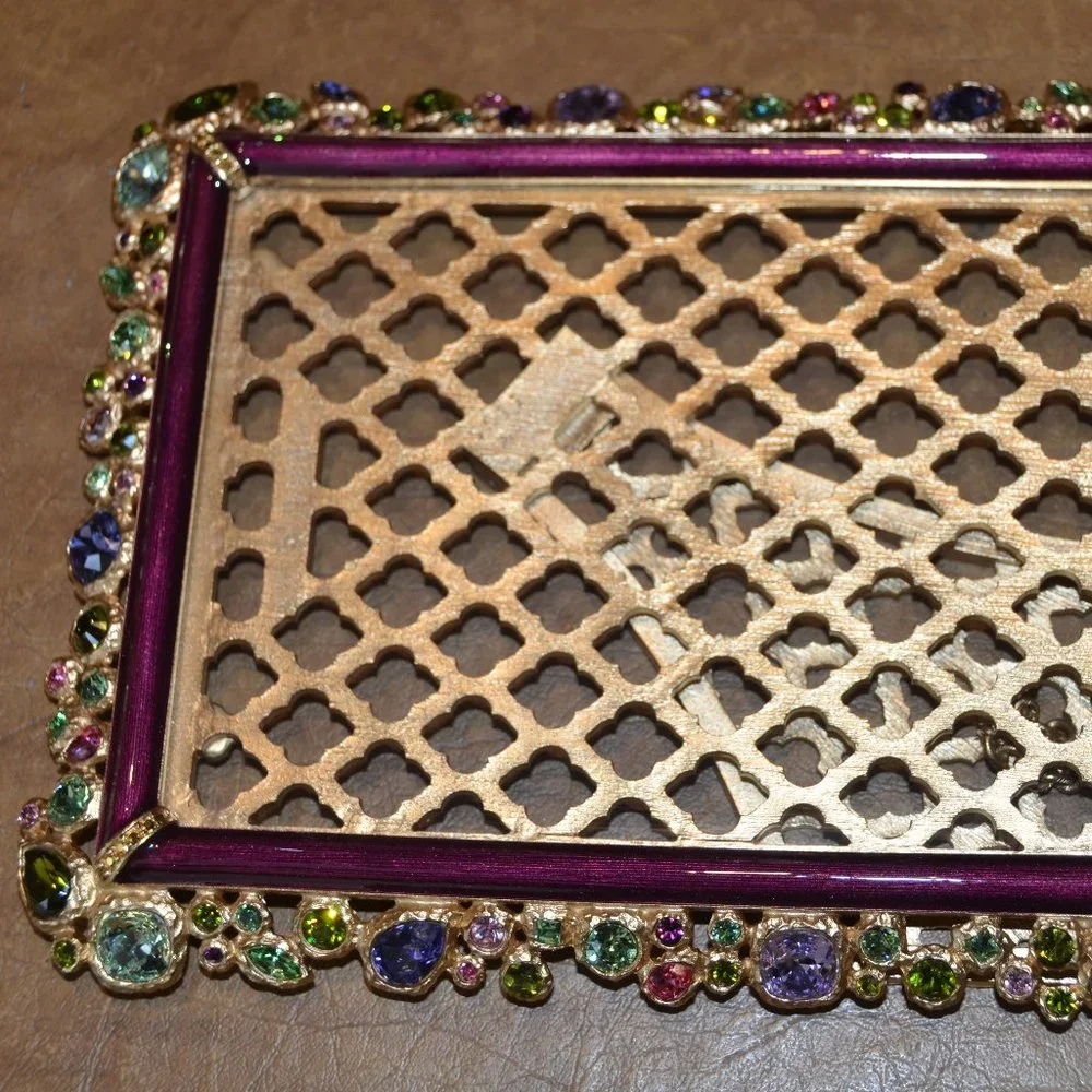 EXQUISITE RARE JAY STRONGWATER LESLIE BOUQUET FLORAL CRYSTAL EDGE ENAMEL FRAME